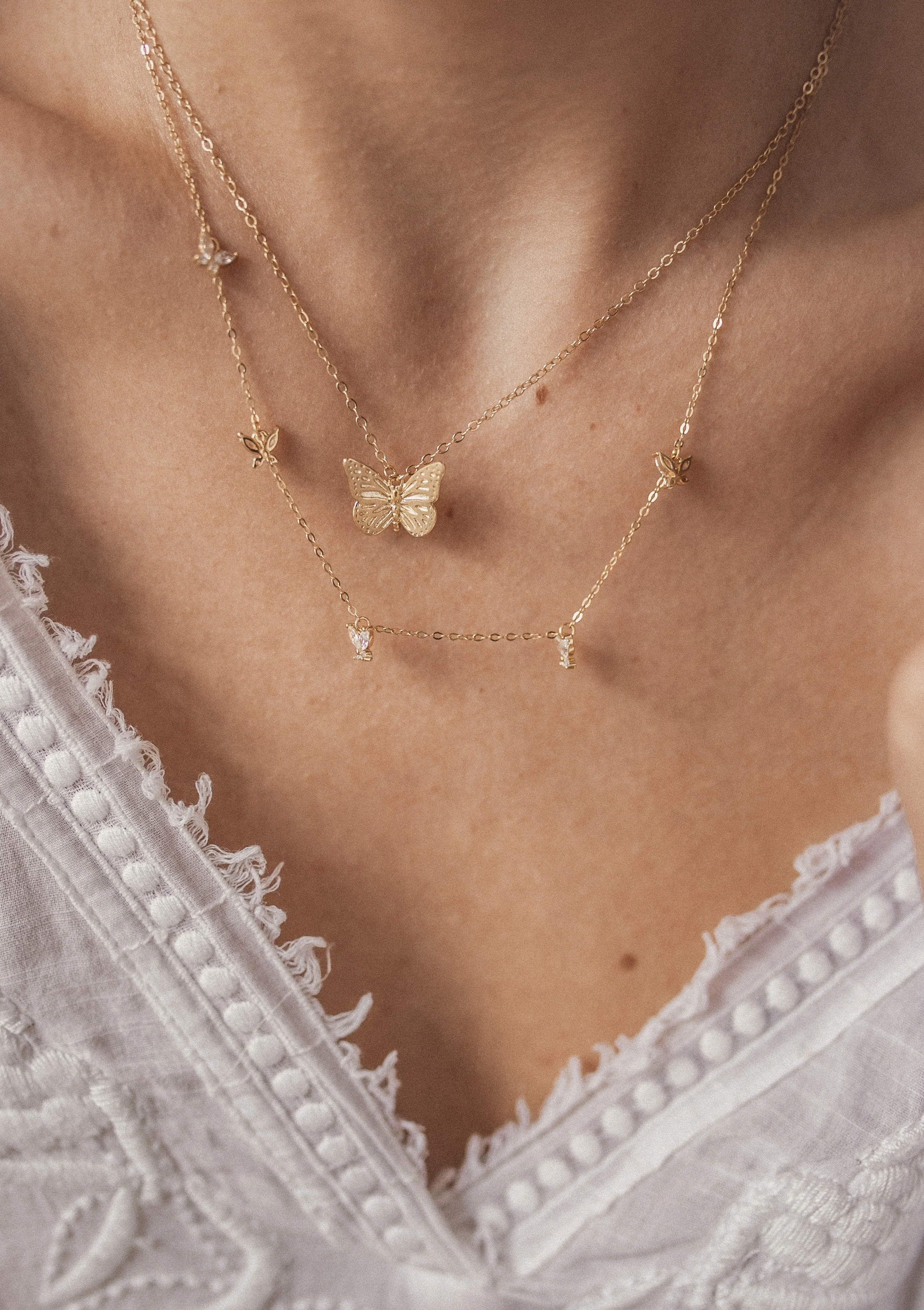Butterfly Pendant Necklace Sterling Silver Gold - Image 4