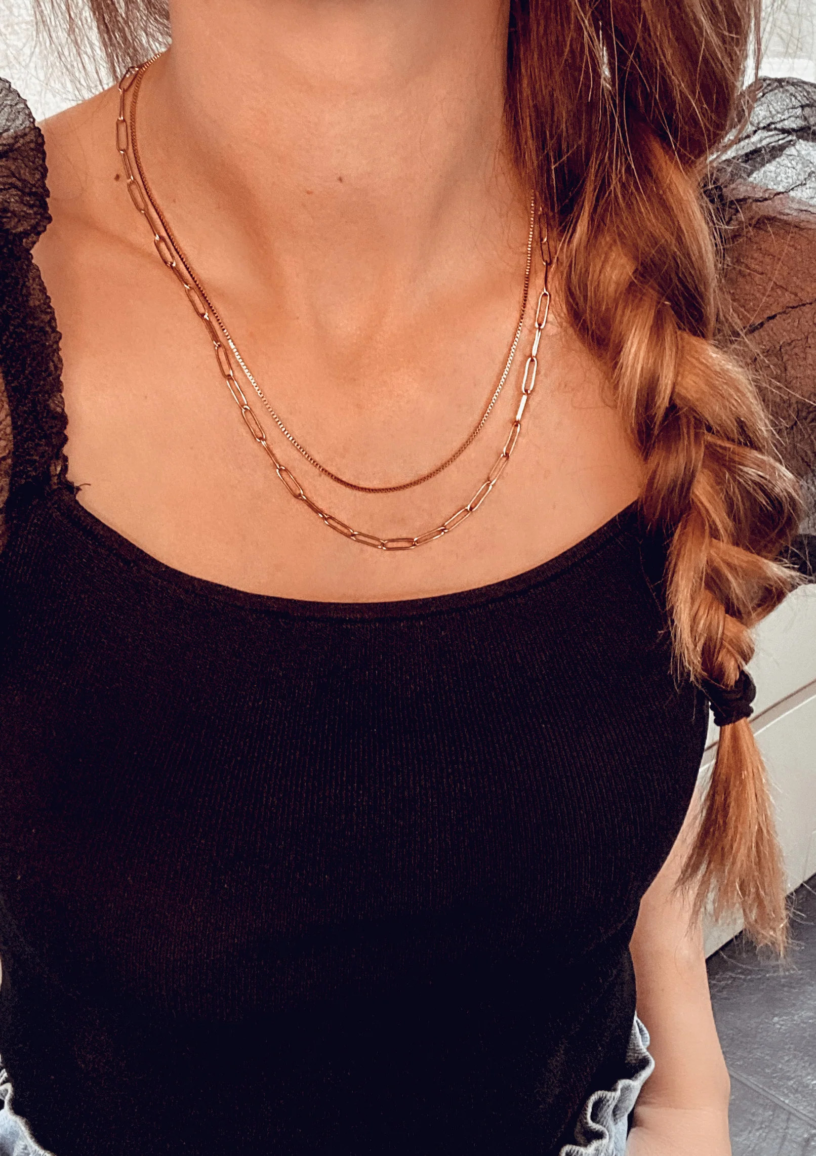 Chunky Chain Layered Necklace Rose Gold - Image 4