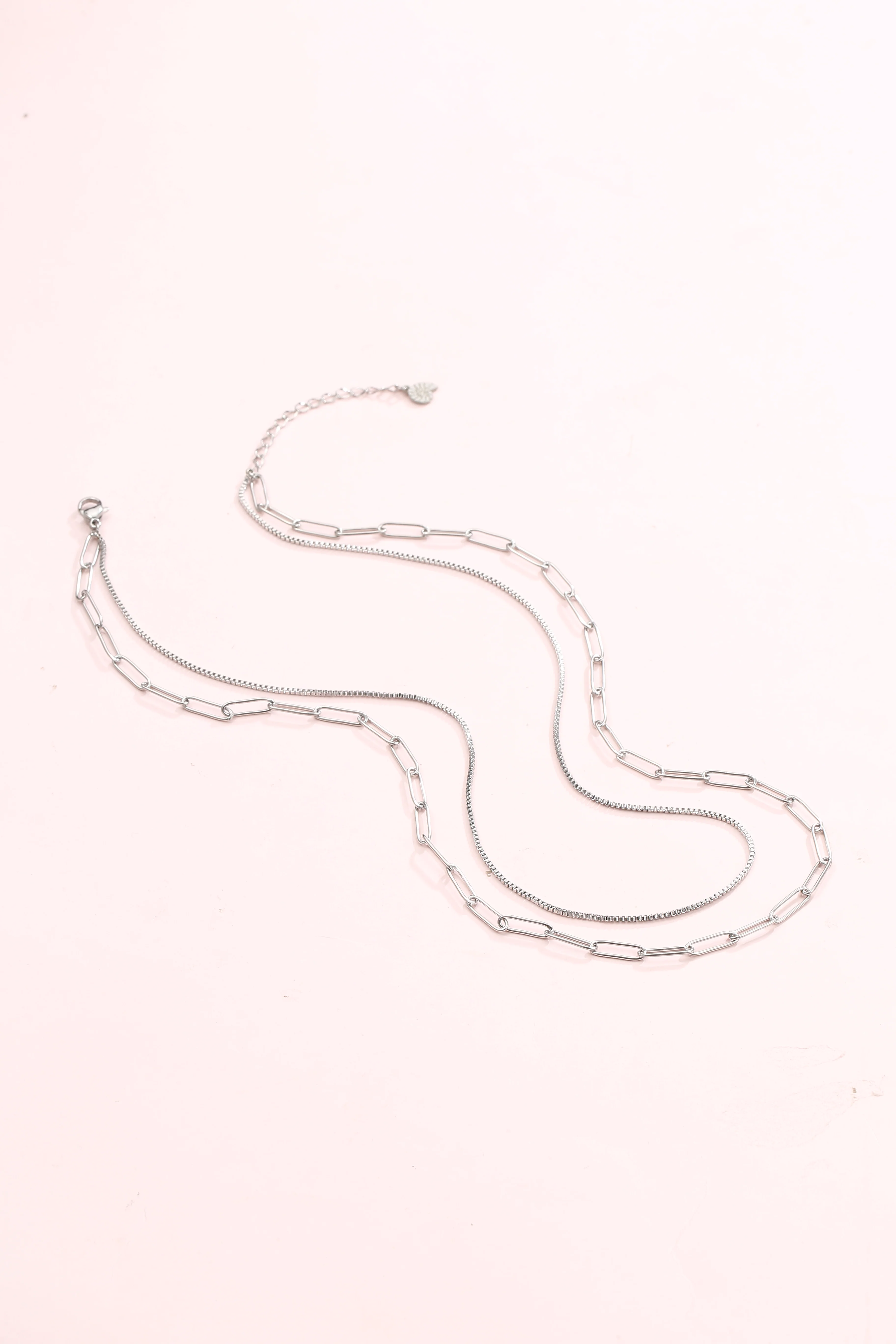 Chunky Chain Layered Necklace Silver - Image 3