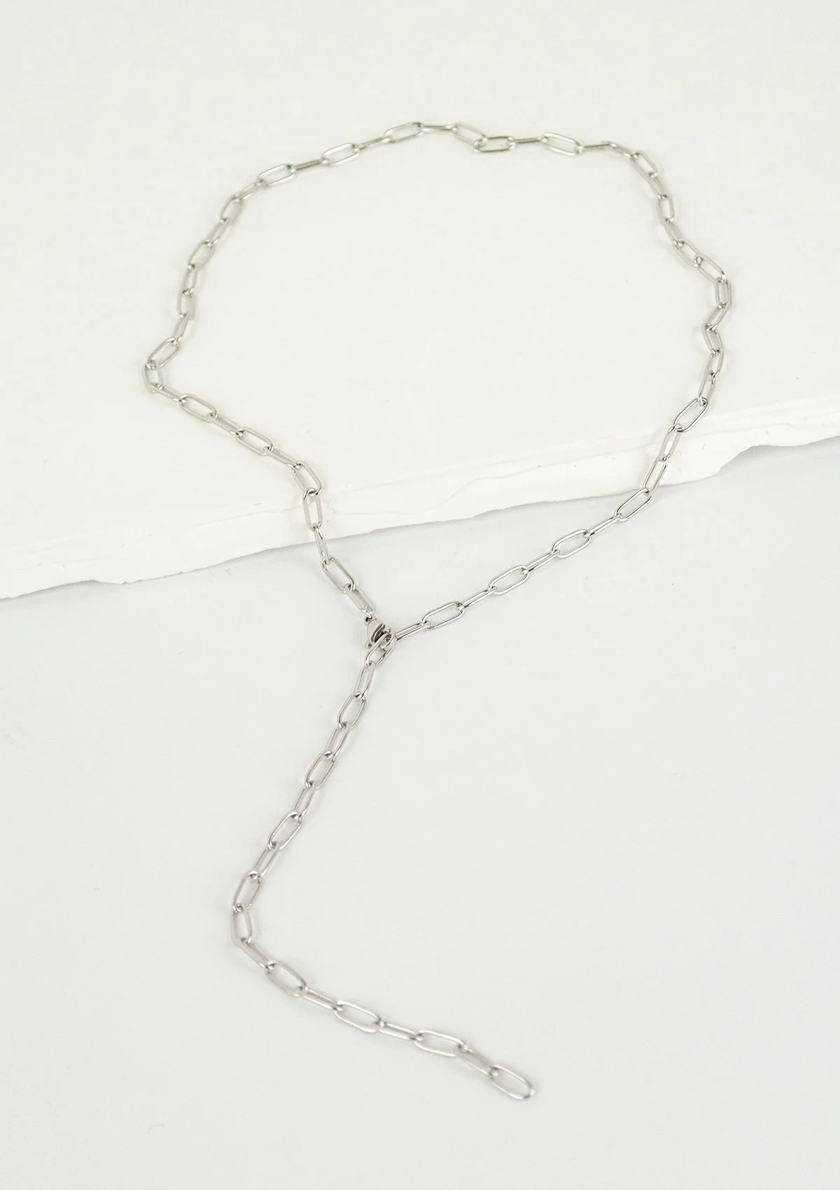 Chunky Chain Y Necklace Silver - Image 6