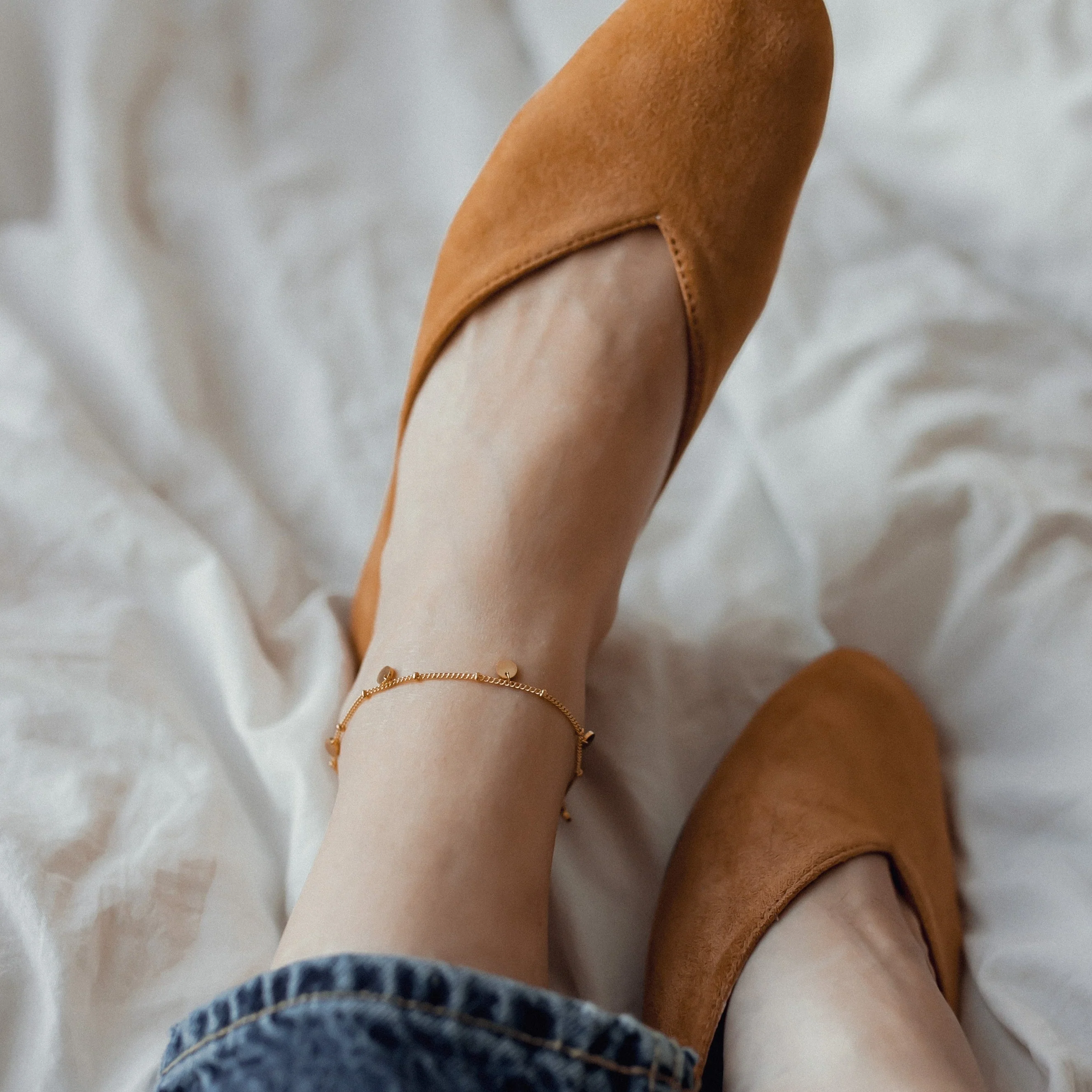 Circles Bobble Chain Anklet Gold - Image 3