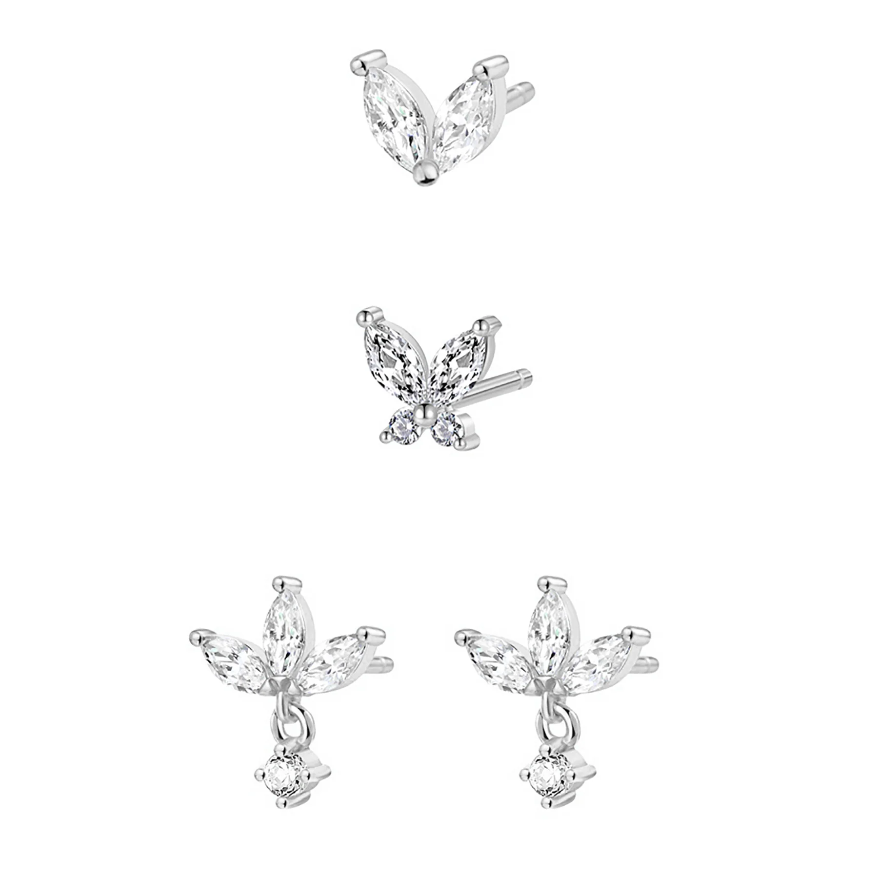 Dainty Earrings Set Sterling Silver - Image 3