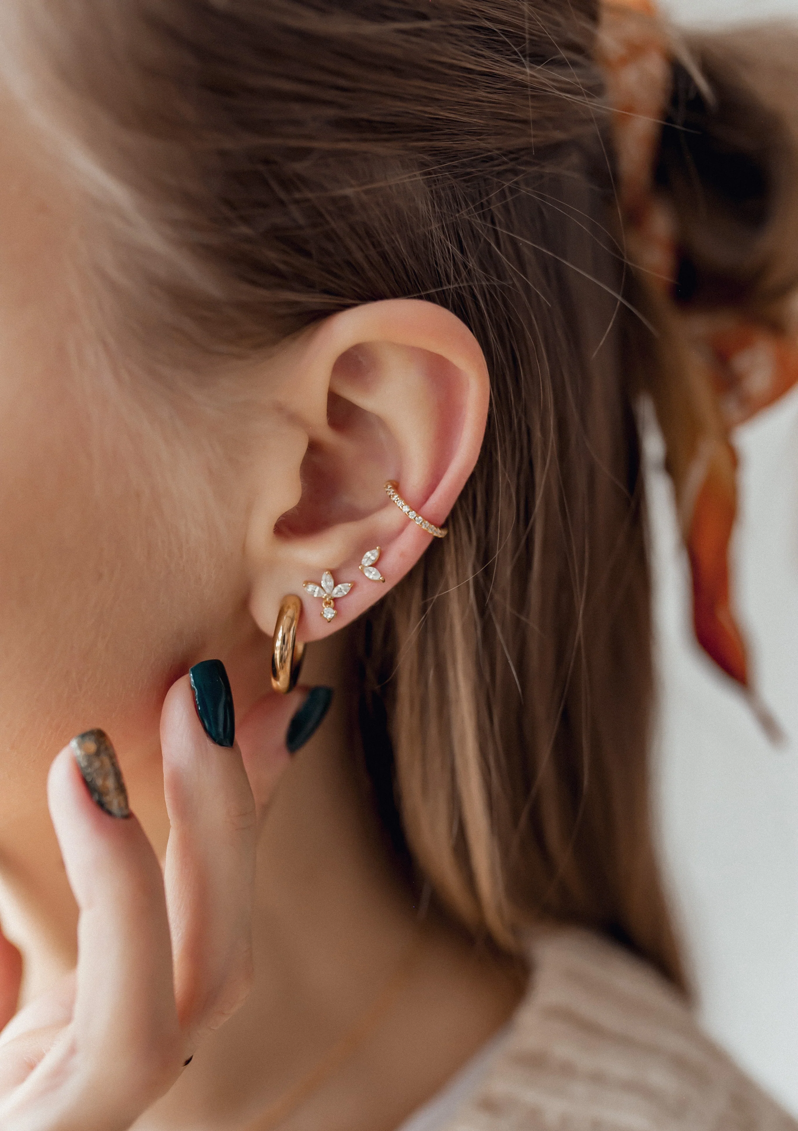 Diamond Ear Cuff Sterling Silver Gold - Image 10