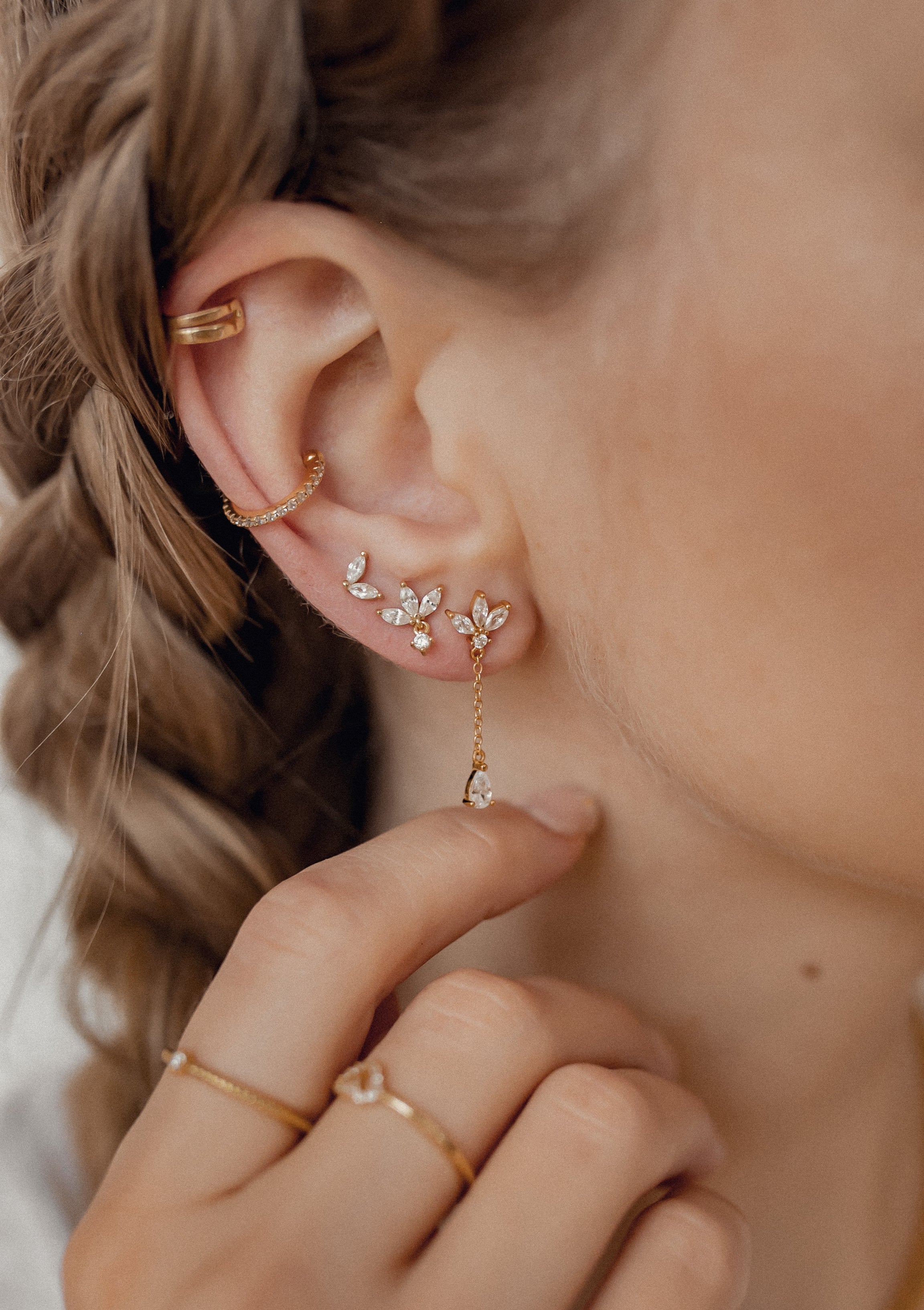 Diamond Ear Cuff Sterling Silver Gold - Image 14