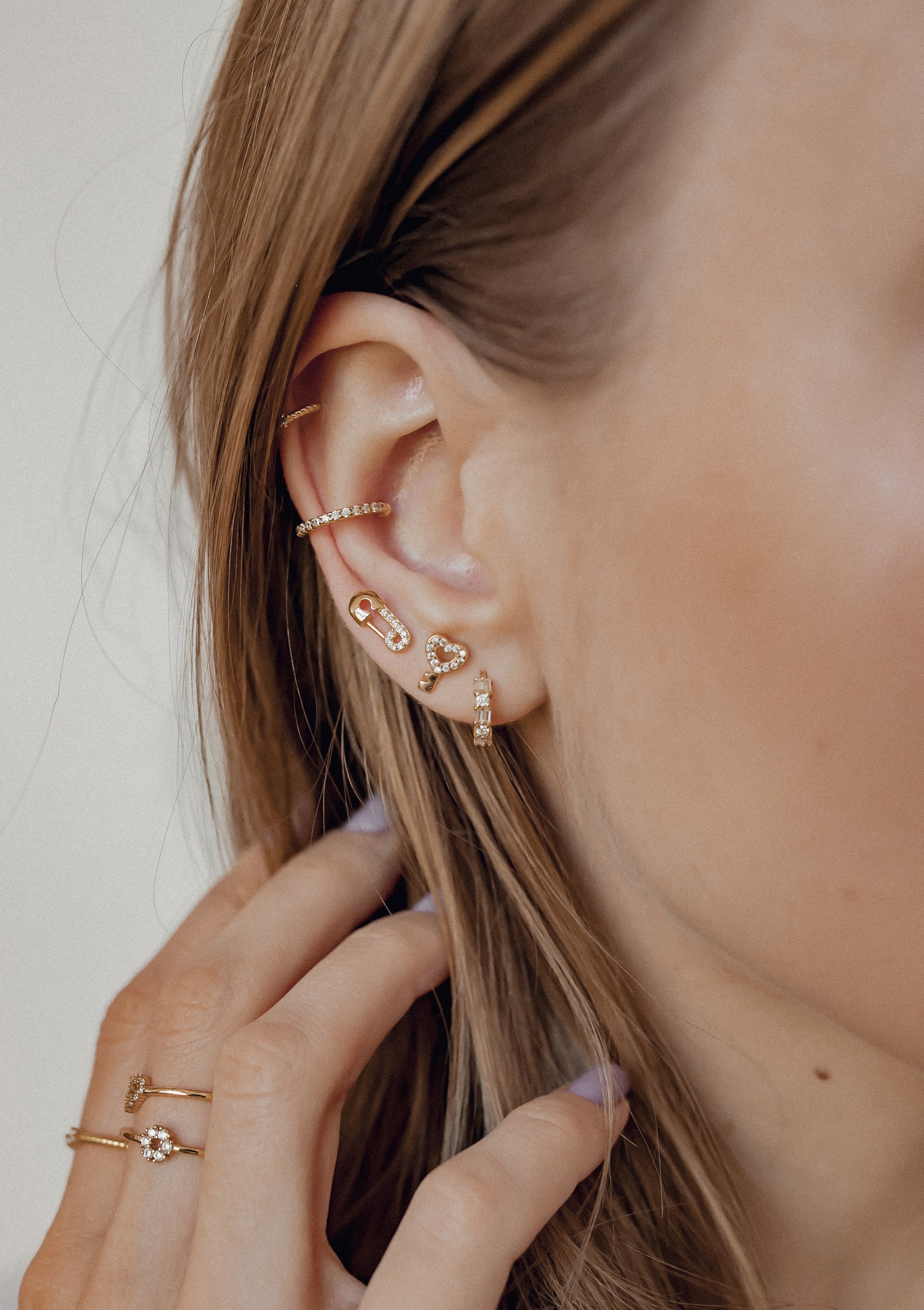 Diamond Ear Cuff Sterling Silver Gold - Image 16