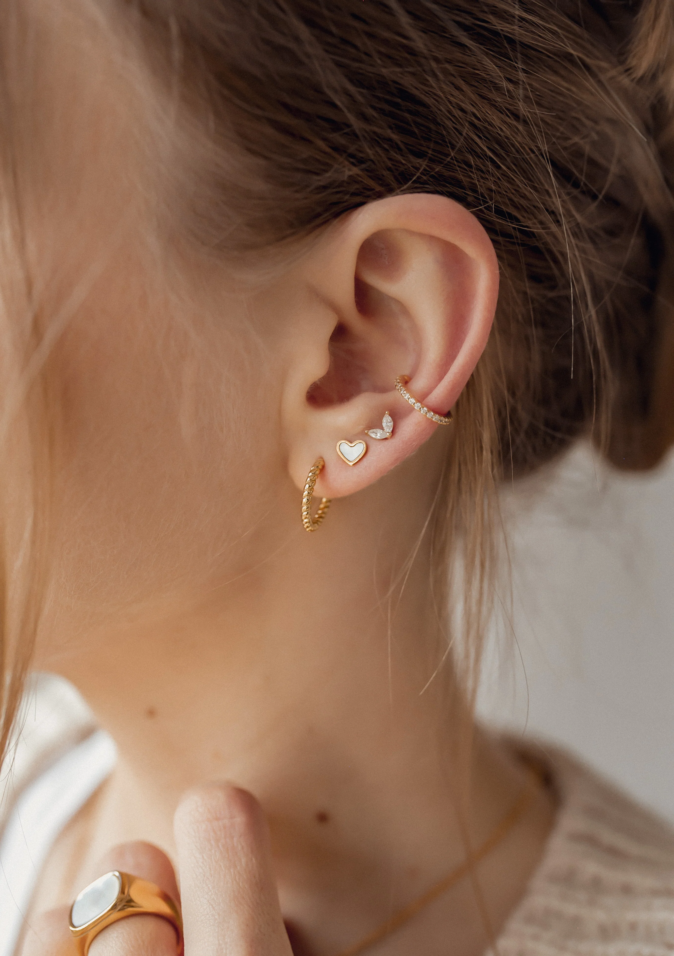 Diamond Ear Cuff Sterling Silver Gold - Image 7