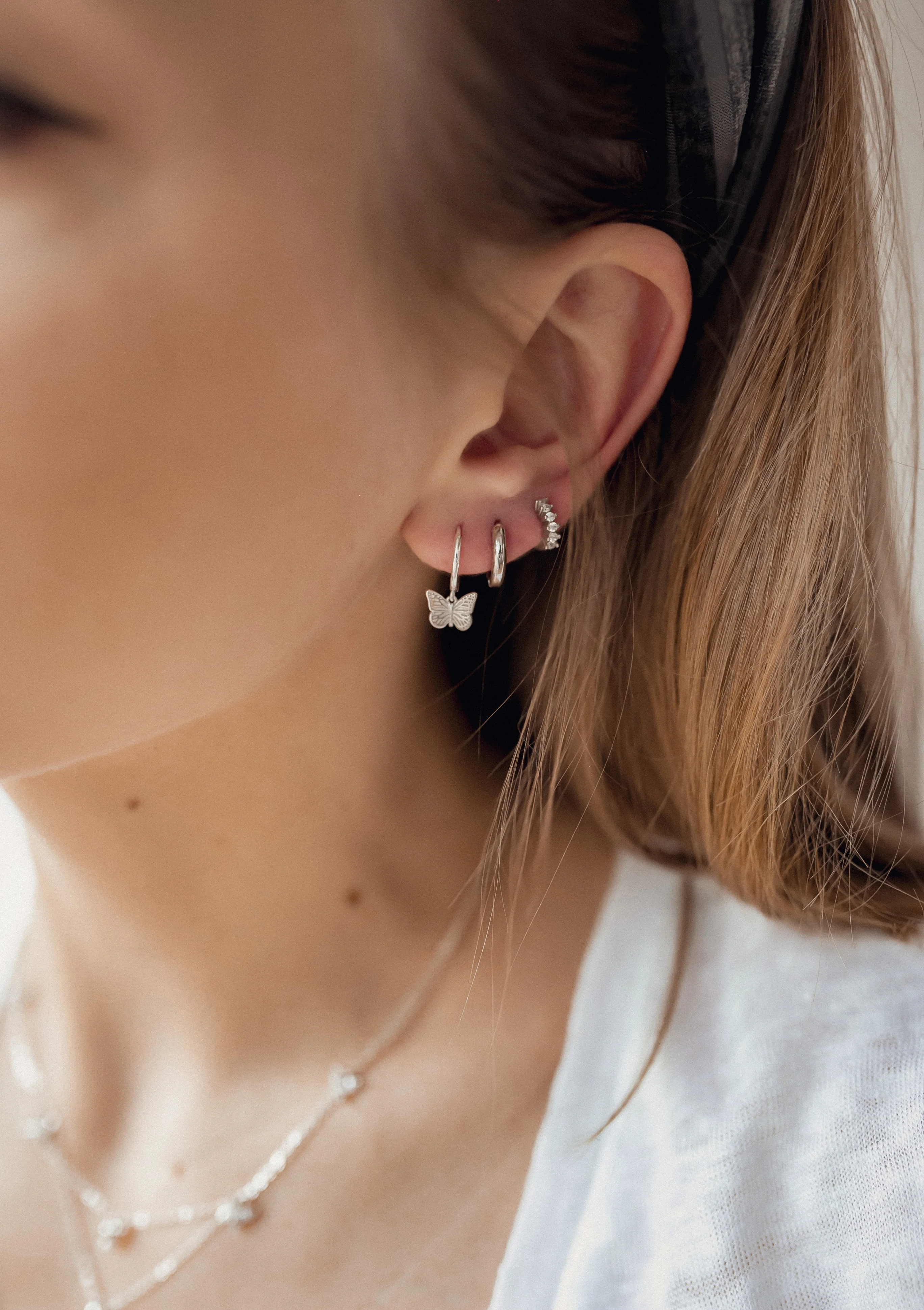 Diamond Fan Helix Earrings Sterling Silver - Image 9