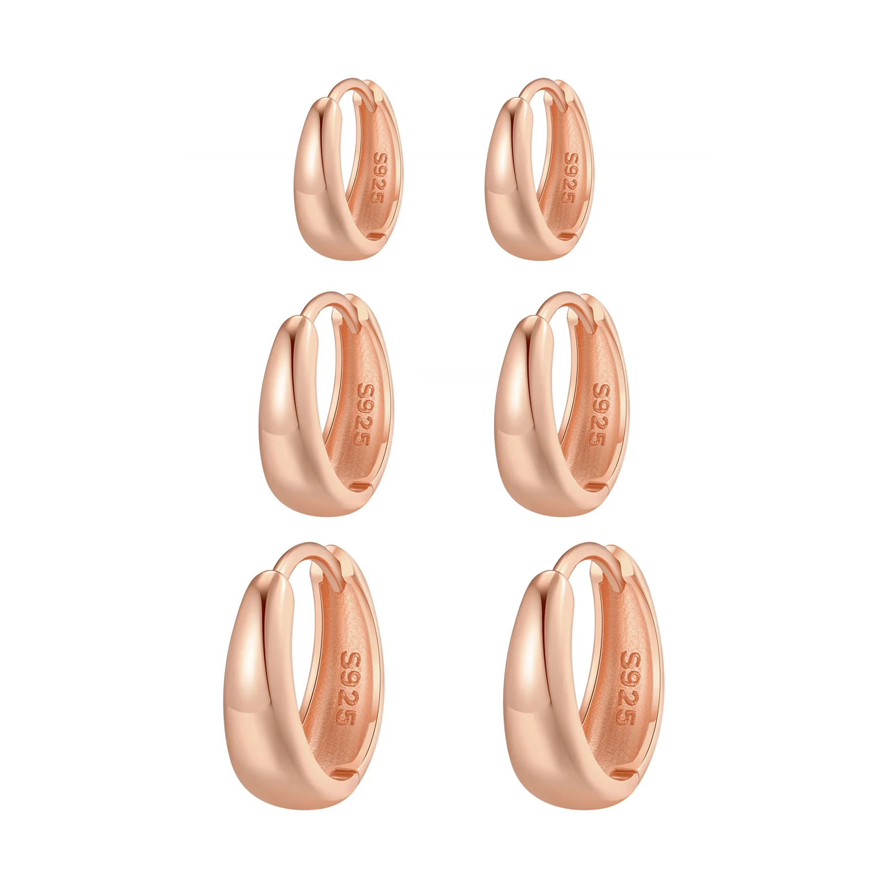 Dome Trio Hoop Earring Set Sterling Silver - Image 7