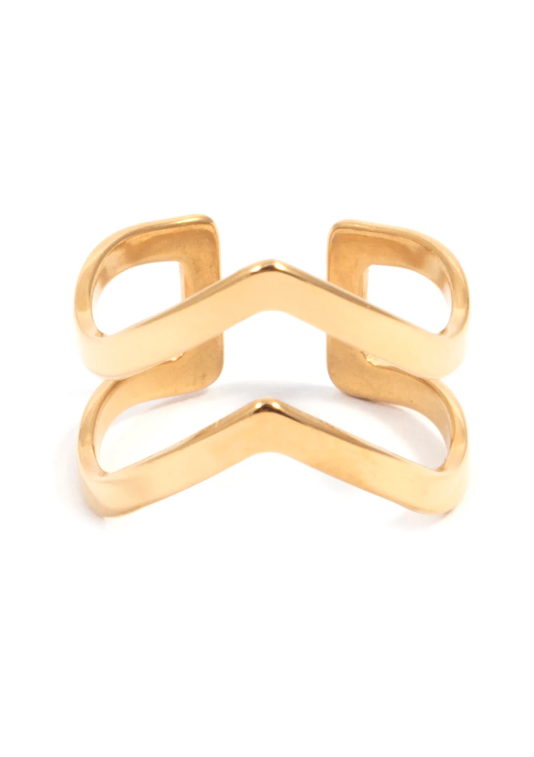 Double Chevron Ring Band Gold - Image 4