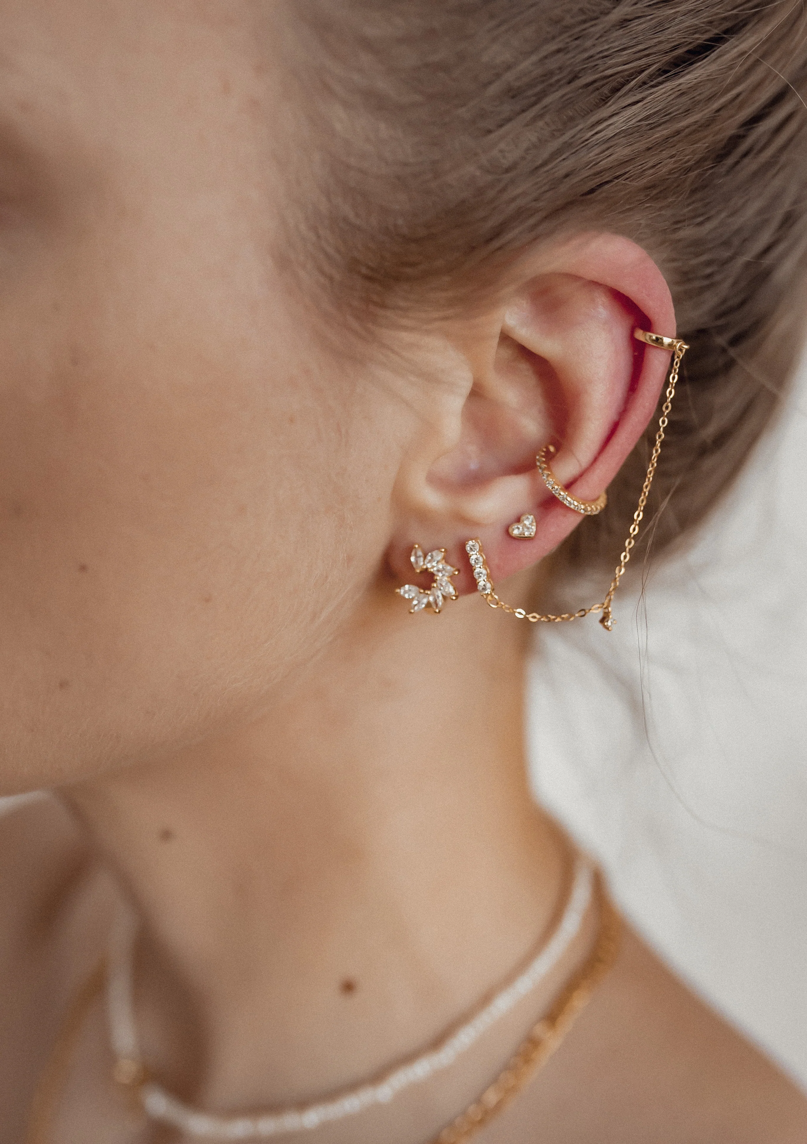 Gemstone Petal Huggie Earrings Sterling Silver - Image 17