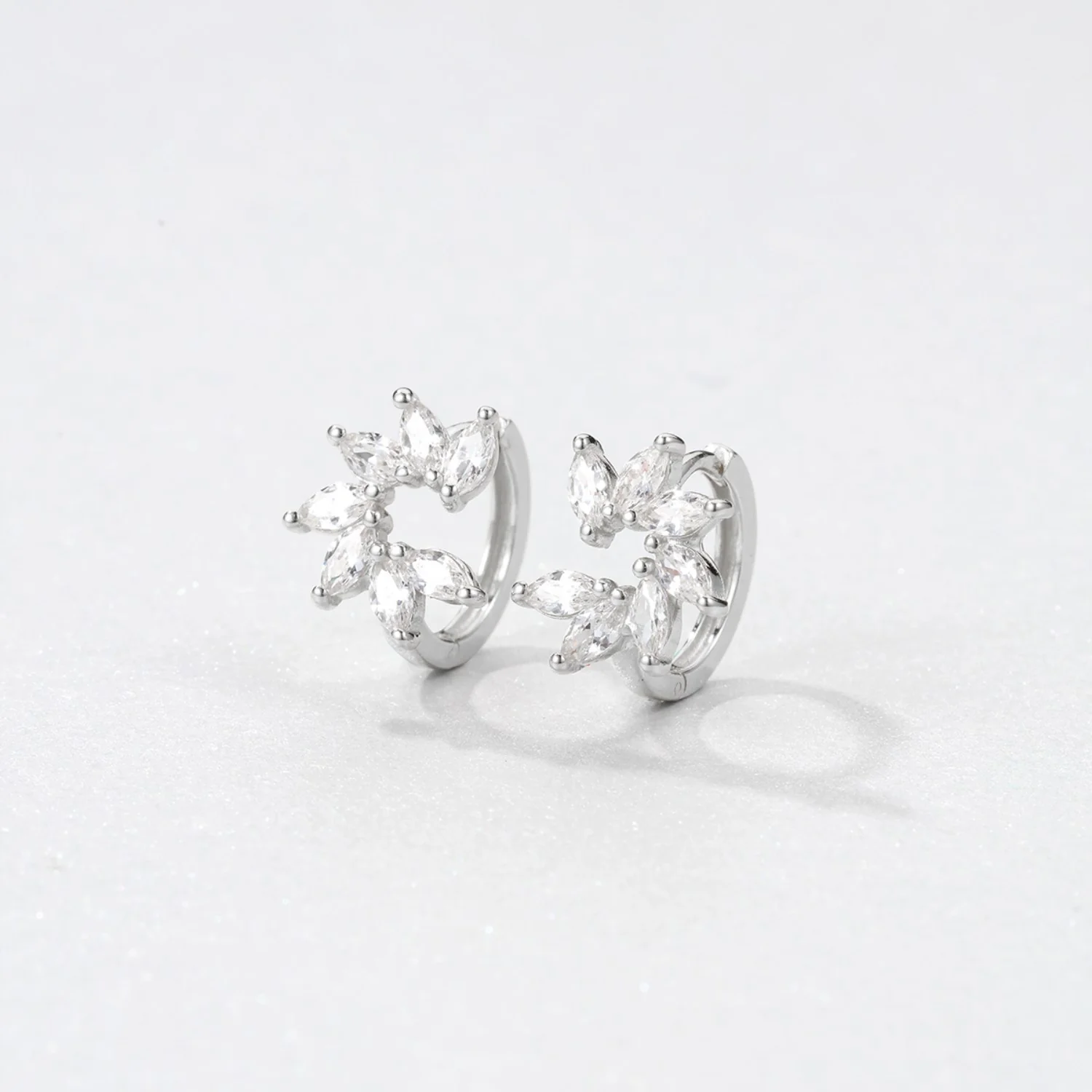 Gemstone Petal Huggie Earrings Sterling Silver - Image 6