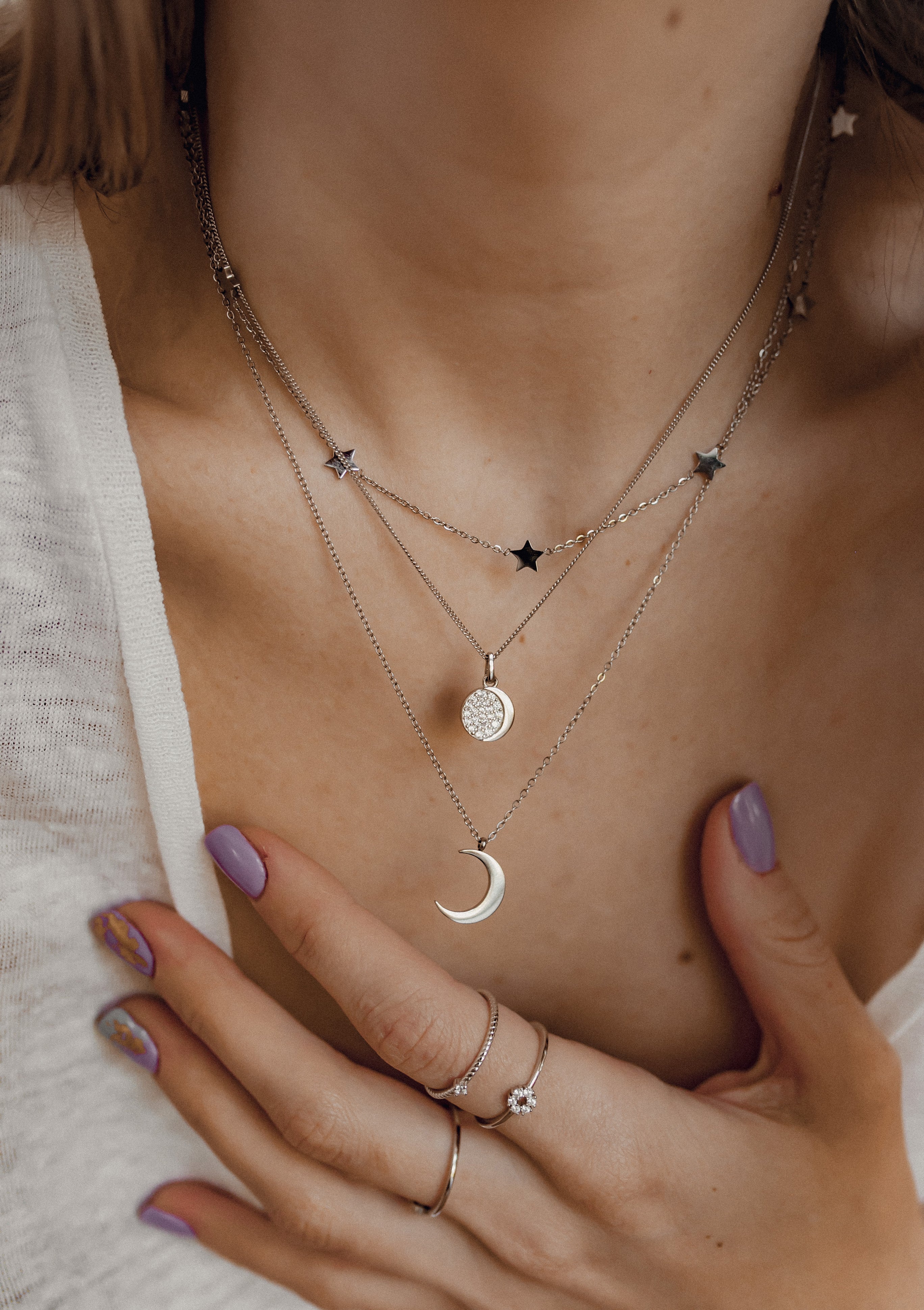 Half Moon Delicate Necklace Silver - Image 5