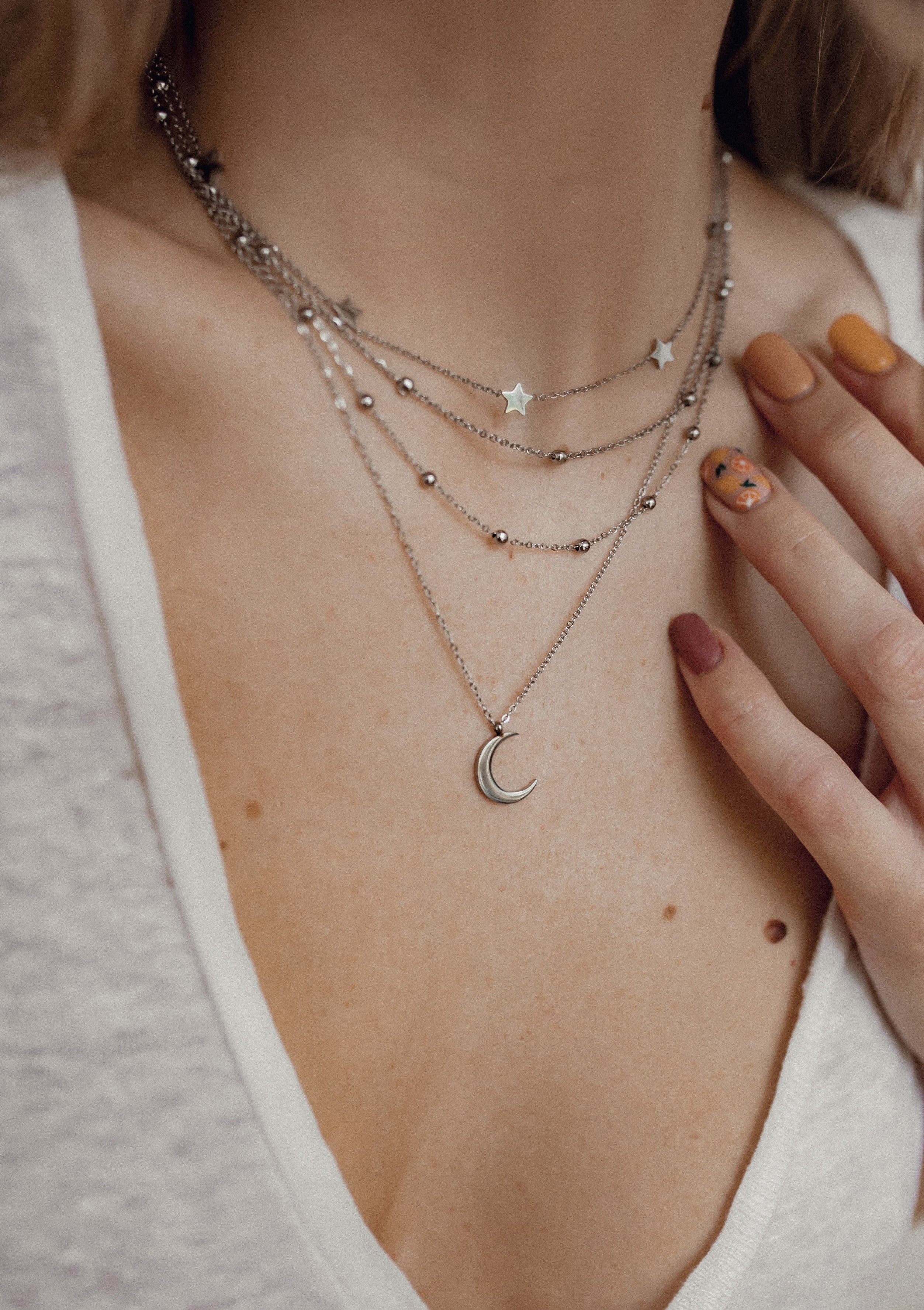 Half Moon Delicate Necklace Silver - Image 6