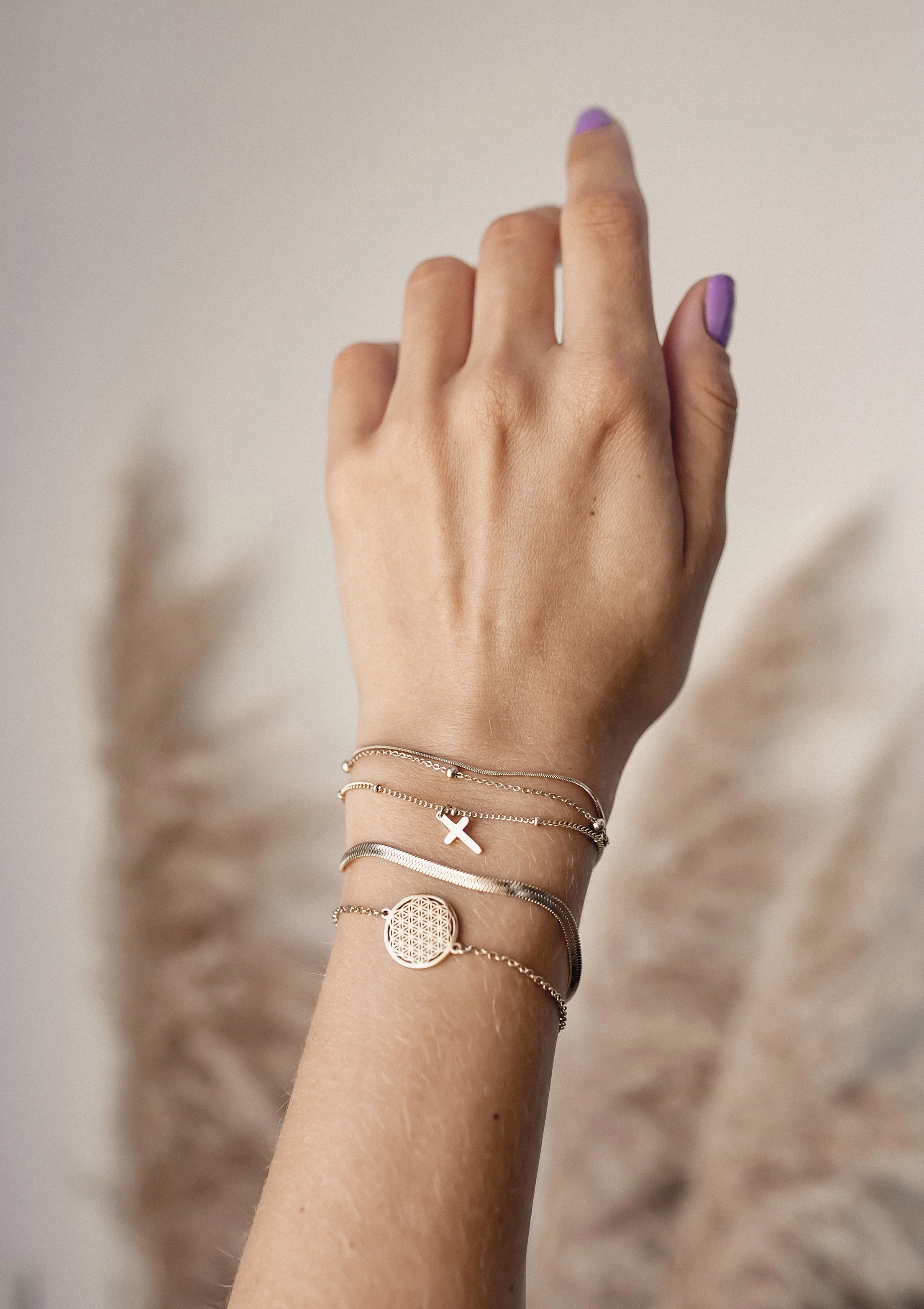Layered Bobble Chain Bracelet Gold - Image 4