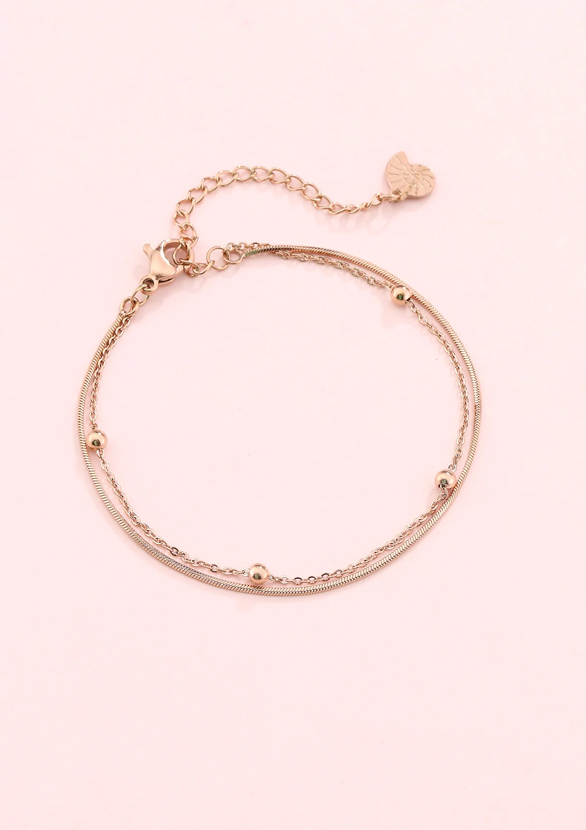 Layered Bobble Chain Bracelet Rose Gold - Image 3