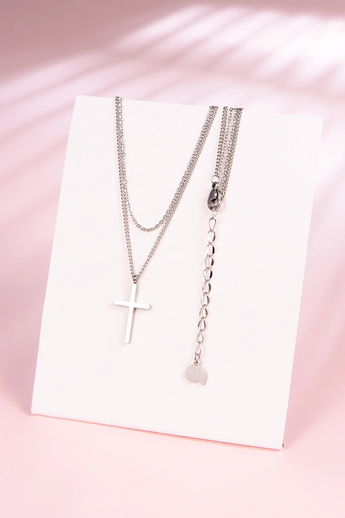 Layered Cross Necklace Silver - Image 4
