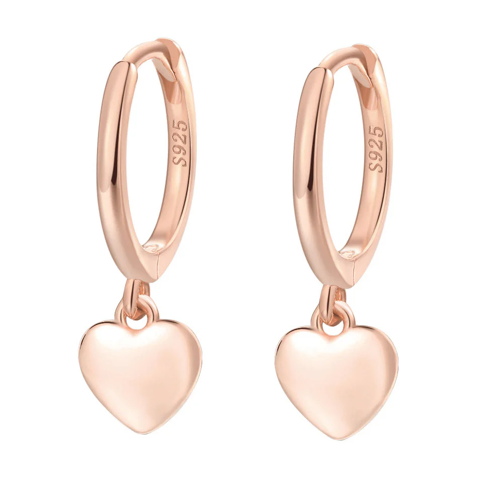 Love Heart Huggie Earrings Sterling Silver Gold - Image 3