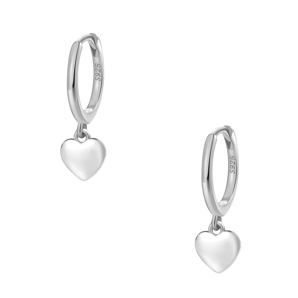 Love Heart Huggie Earrings Sterling Silver Gold - Image 5