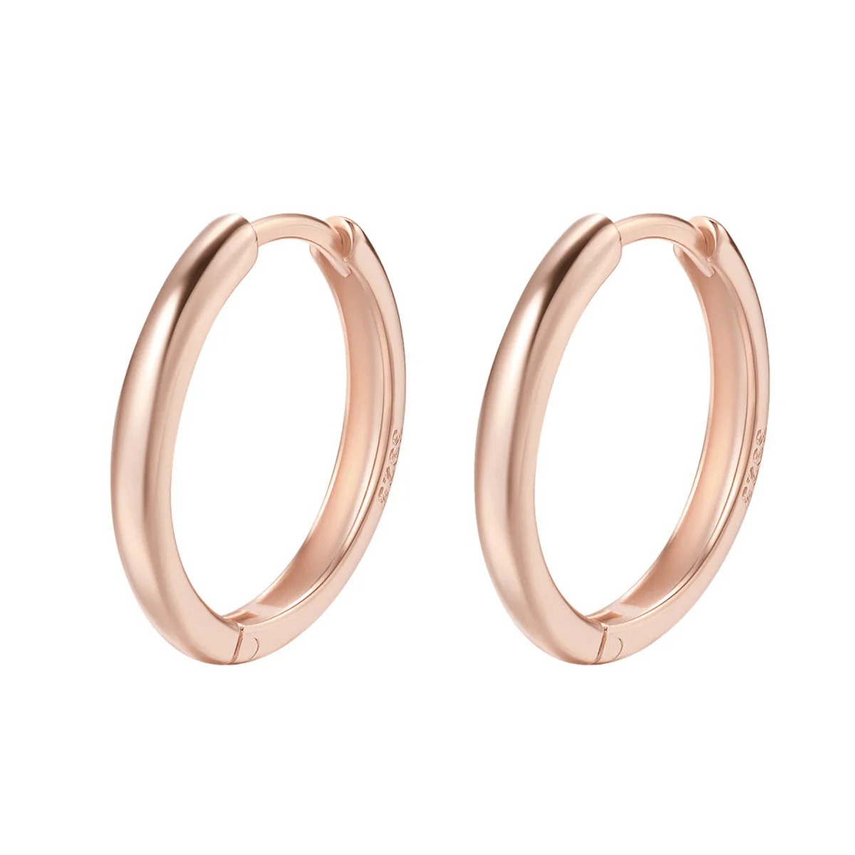 Mid Plain Hoop Earrings Sterling Silver Gold - Image 4