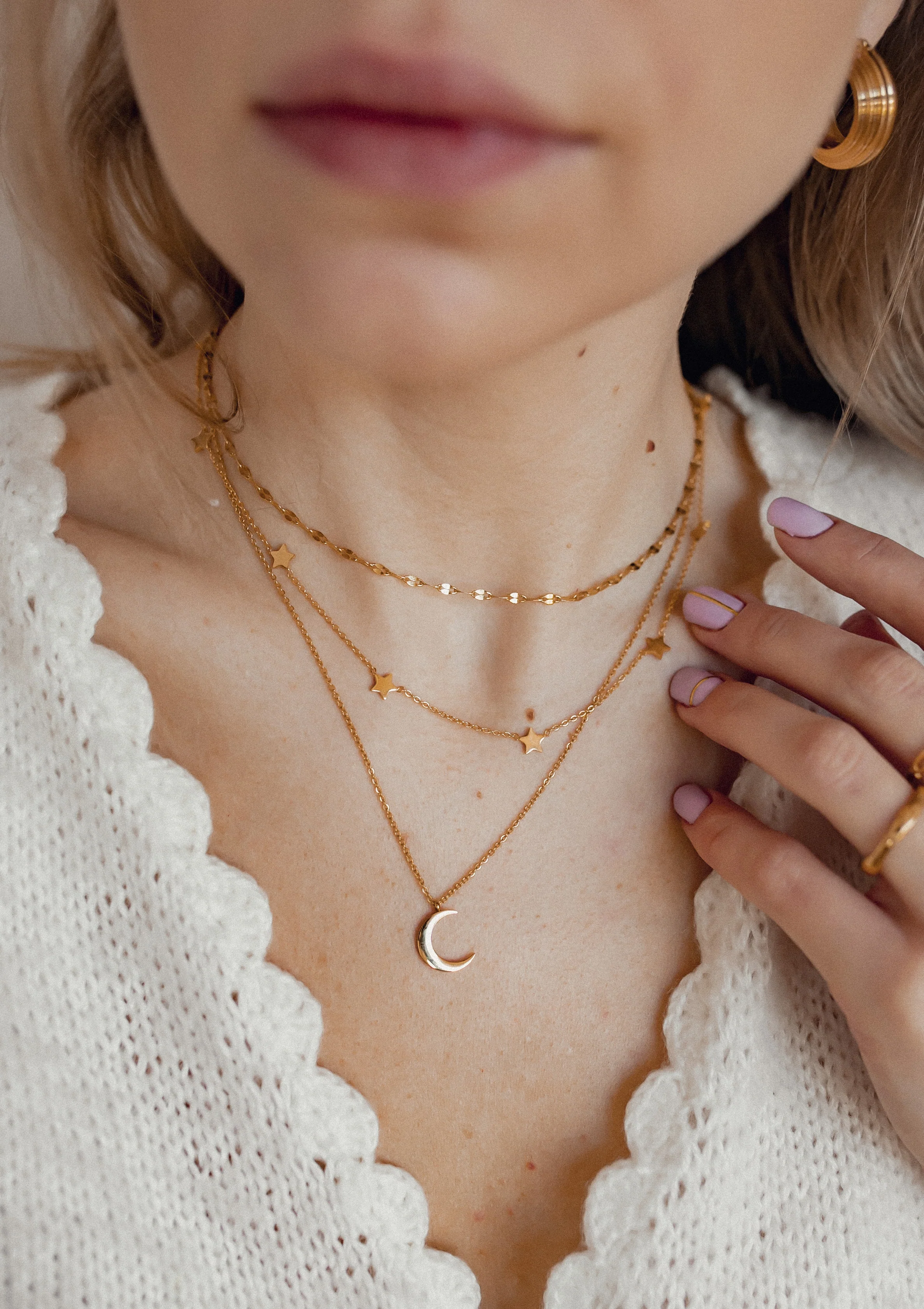 Moon Star Necklace Set Gold - Image 6