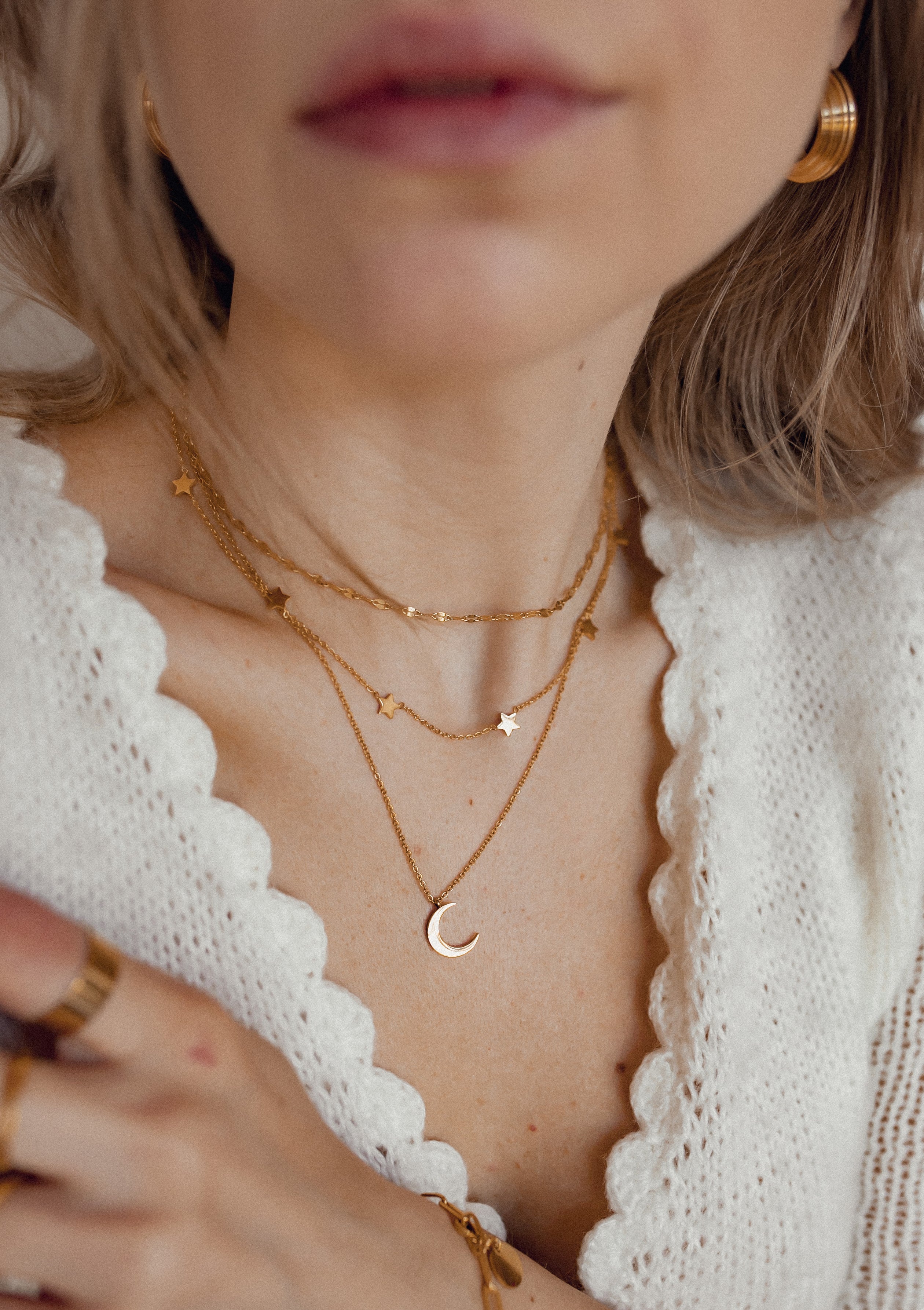 Moon Star Necklace Set Gold - Image 7