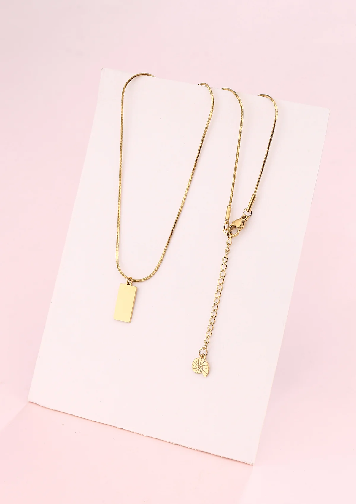 Rectangle Pendant Necklace Gold - Image 11
