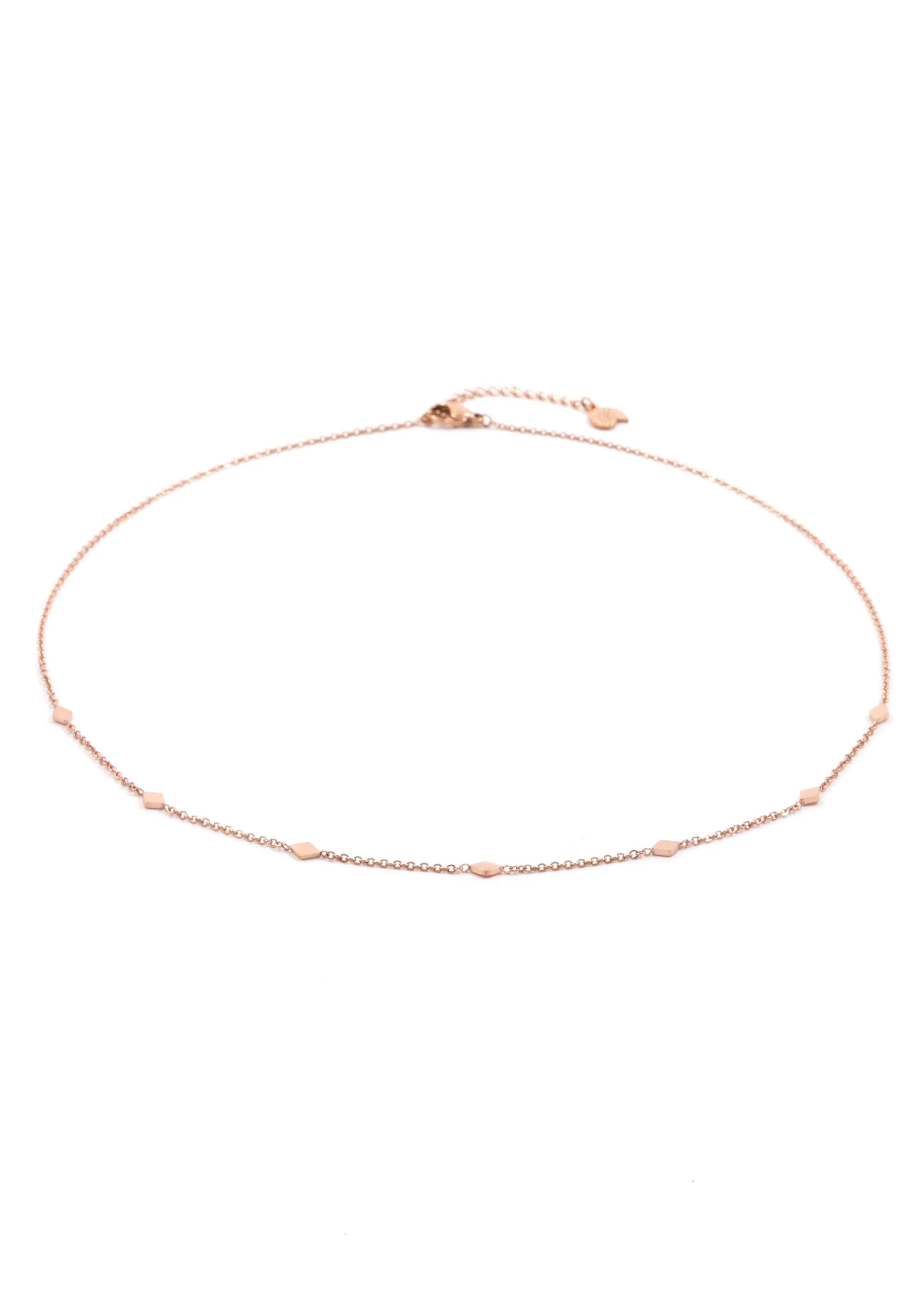 Rhombus Charm Delicate Necklace Rose Gold - Image 4