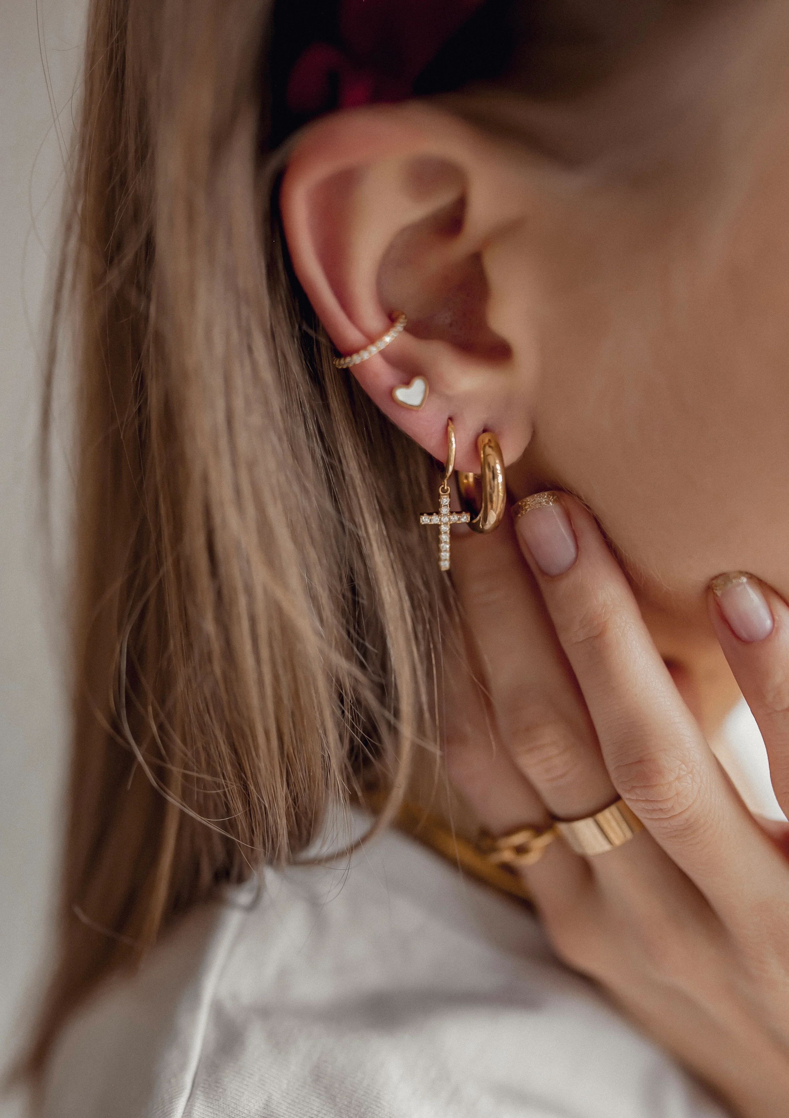 Small Round Hoop Earrings Gold - Image 5