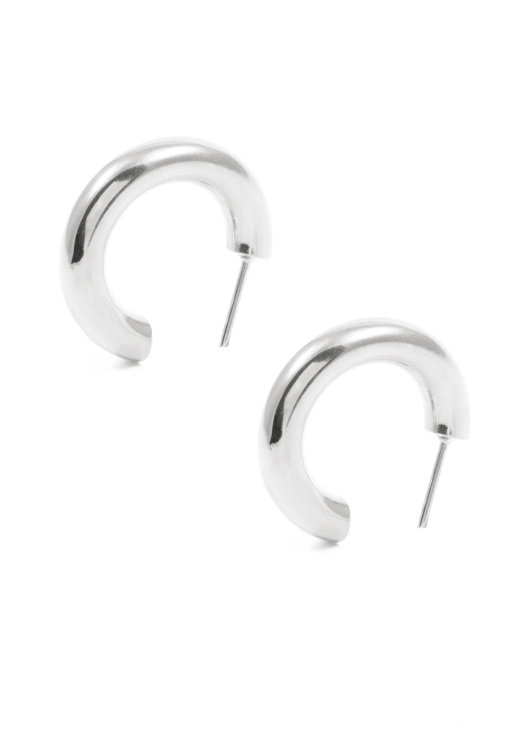 Small Round Hoop Earrings Silver - Image 3