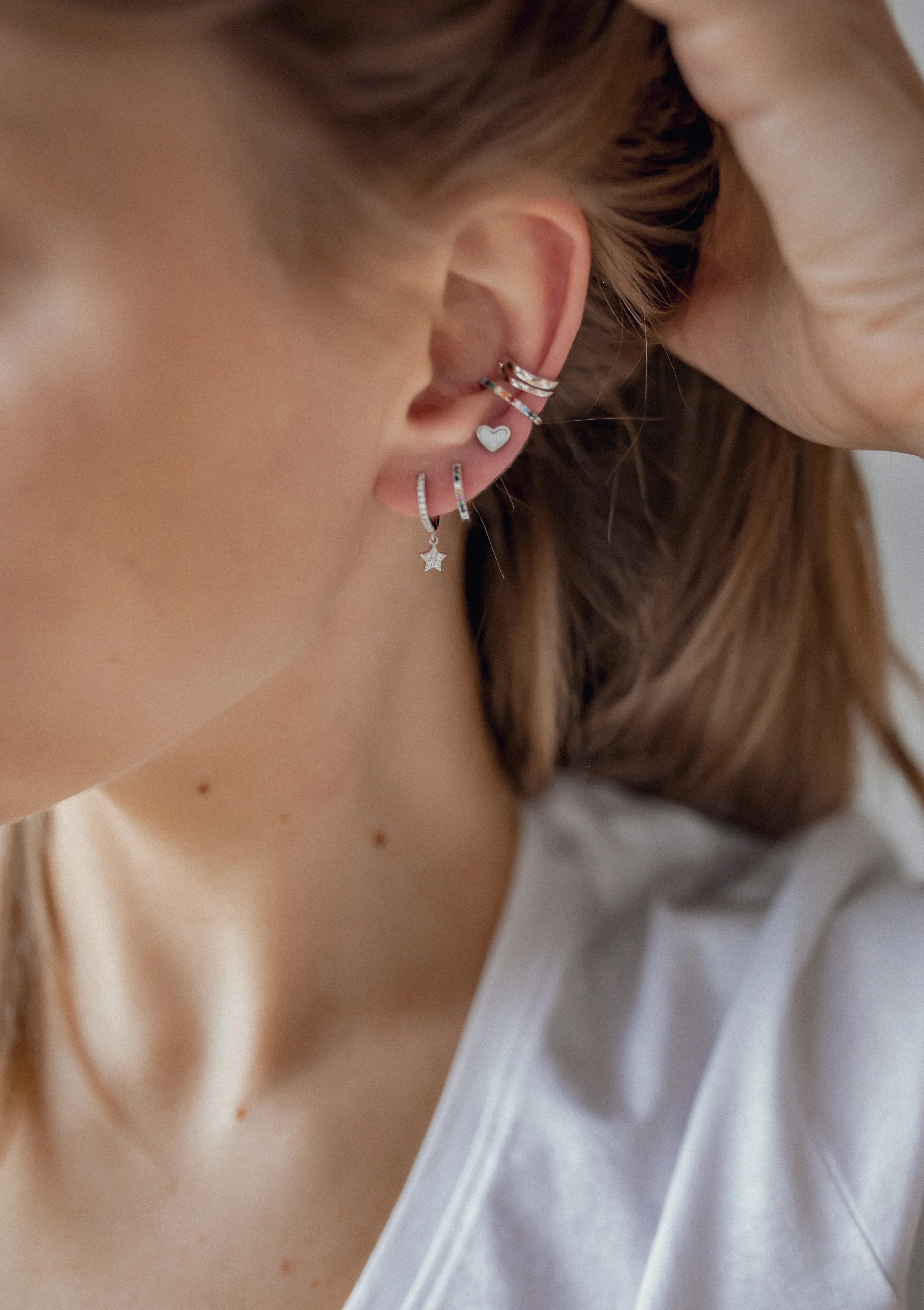 Star Huggie Earrings Sterling Silver - Image 9