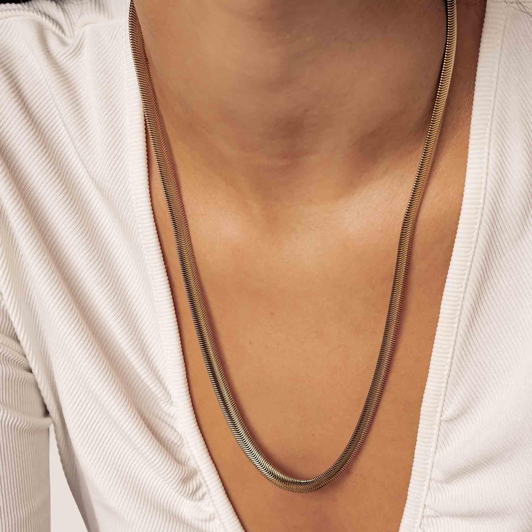 Thick Snake Chain Necklace Gold - Image 15