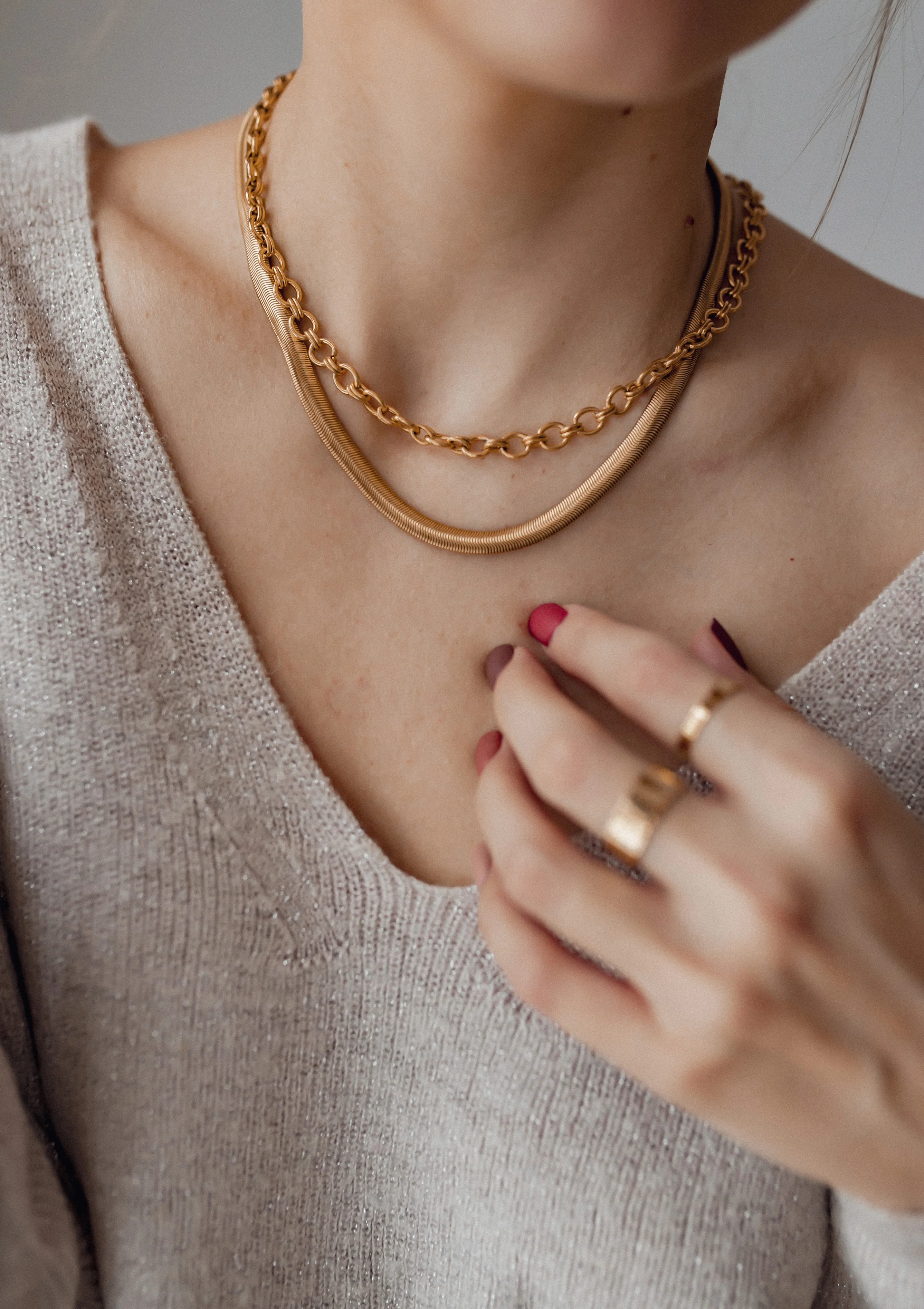 Thick Snake Chain Necklace Gold - Image 7